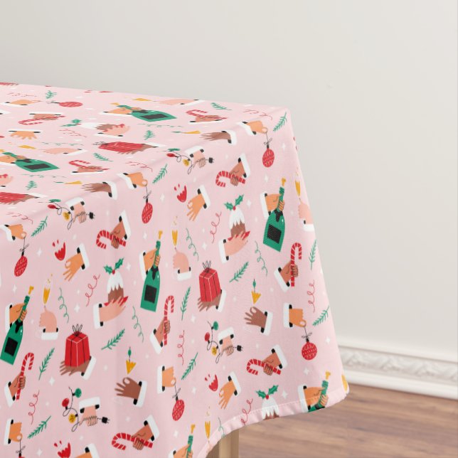 Toalha De Mesa Padrão de Celebração Festiva das Mãos Feriadas (Posição Original)