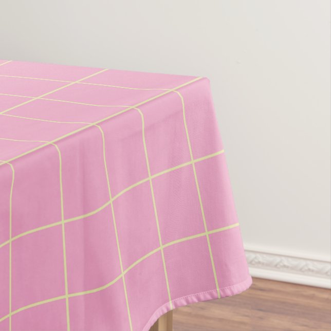 Toalha De Mesa Padrão de célula verde claro xadrez rosa de xadrez (Posição Original)