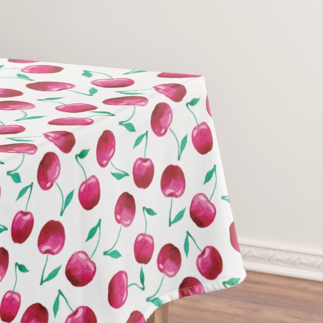 Toalha De Mesa Padrão de Cereja de Aquarela (Posição Original)