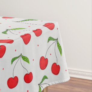 Toalha De Mesa Padrão de Cereja Vermelha Doce
