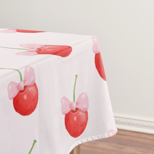 Toalha De Mesa Padrão de Cereja Vermelha Doce (Posição Original)