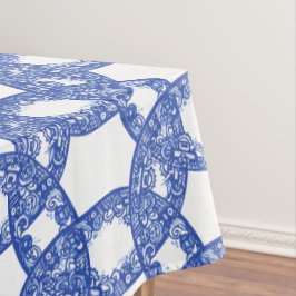 Toalha De Mesa Padrão de Círculo de Borda Selvagem Azul Azul Azul