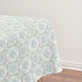 Toalha De Mesa Padrão de Círculos Rochados Azul, Taupe e Branco