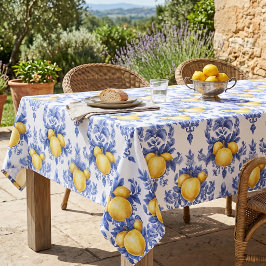 Toalha De Mesa Padrão de Citrino Mediterrâneo Limão 