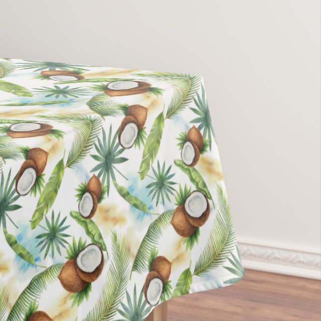 Toalha De Mesa Padrão de Coco Tropical de Aquarela (Posição Original)
