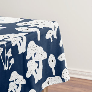 Toalha De Mesa Padrão de cogumelo preto 01b D Azul BG