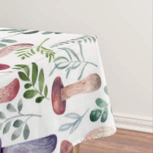 Toalha De Mesa Padrão de Cogumelos Cozy Watercolor