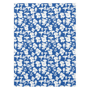 Toalha De Mesa Padrão de cogumelos pretos 01b azul BG
