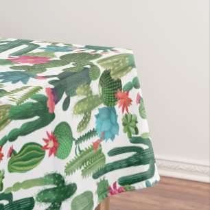 Toalha De Mesa Padrão de Colheita Verde de Cactos