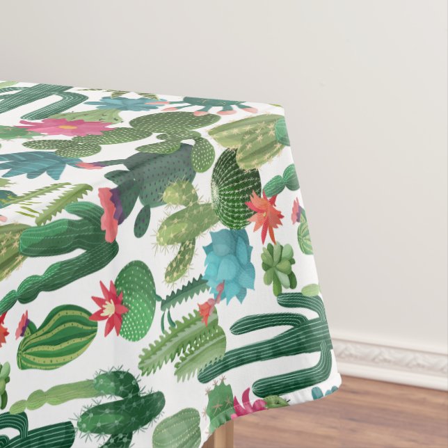 Toalha De Mesa Padrão de Colheita Verde de Cactos (Posição Original)
