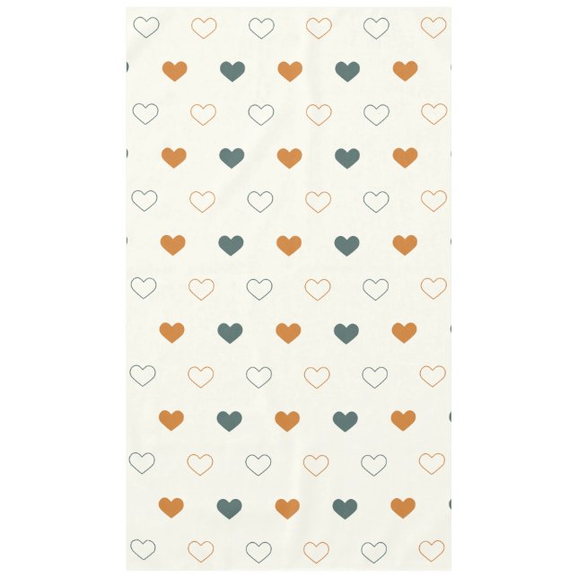 Toalha De Mesa Padrão de Coração Simples Fofo Laranja Creme Verde (Frente)