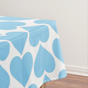 Toalha De Mesa Padrão de Corações Azuis, Romântico, Amor