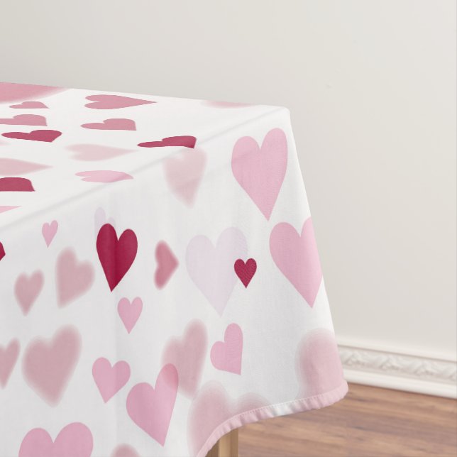 Toalha De Mesa Padrão de Corações Lindos Rosa (Posição Original)
