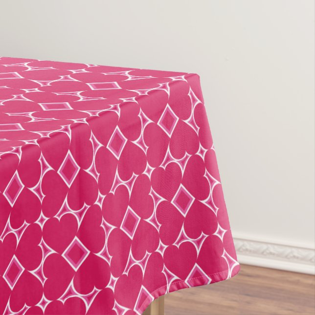 Toalha De Mesa Padrão de Corações Rosa (Posição Original)