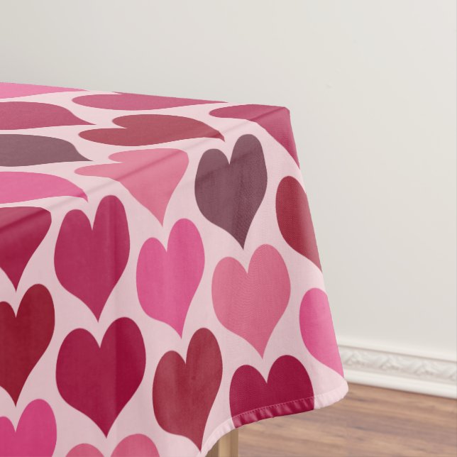 Toalha De Mesa Padrão de Corações Rosa e Vermelho (Posição Original)