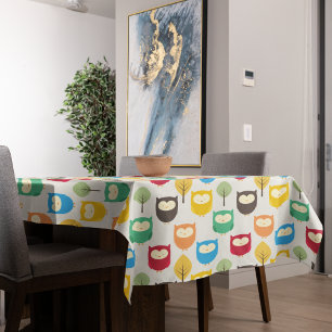 Toalha De Mesa Padrão de Coruja Multicolorido