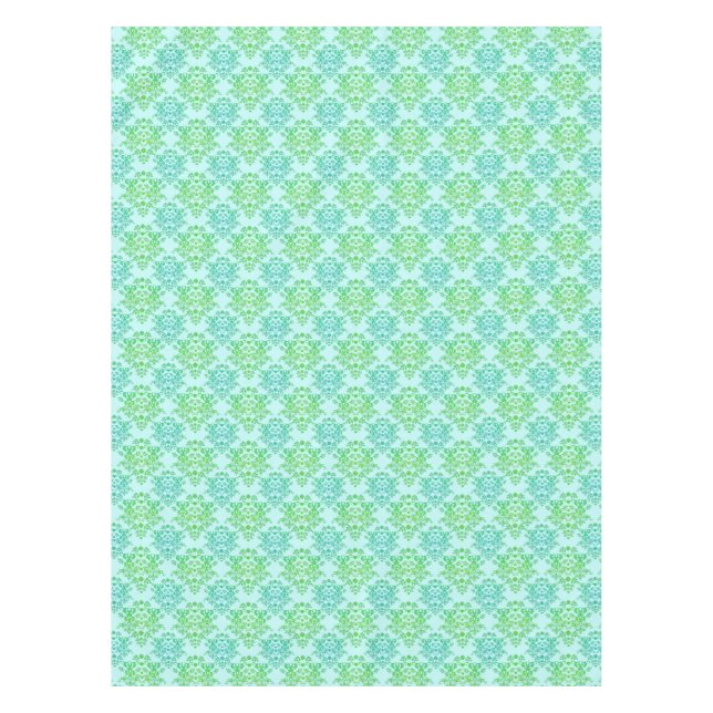 Toalha De Mesa Padrão de Damasco Turquesa Verde Chique (Frente)