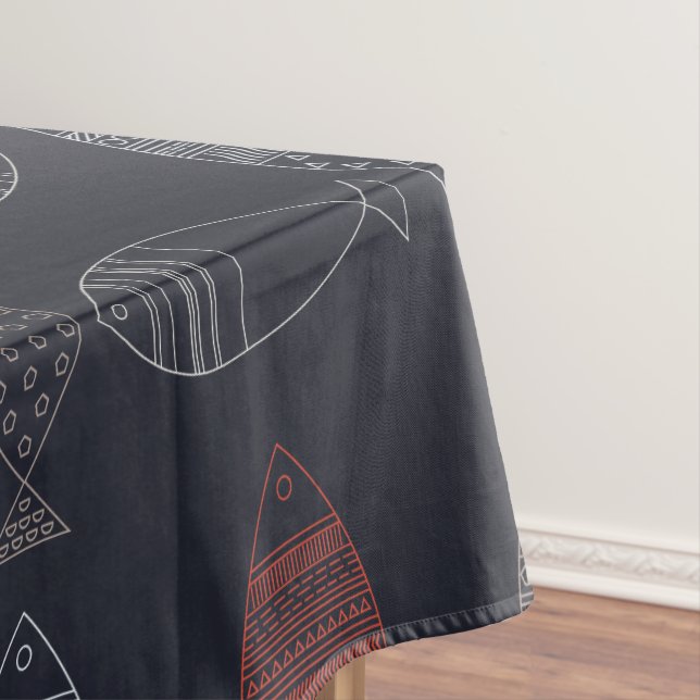 Toalha De Mesa Padrão de Desenho de Peixes (Posição Original)