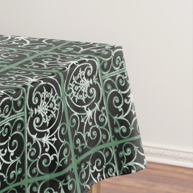 Toalha De Mesa Padrão de deslocamento verde e preto (Posição Original)