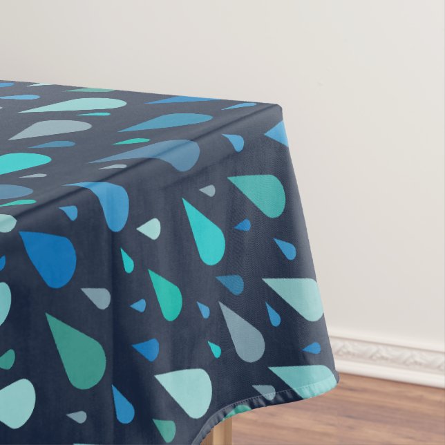 Toalha De Mesa Padrão de dia chuvoso com gotas de chuva azuis (Posição Original)