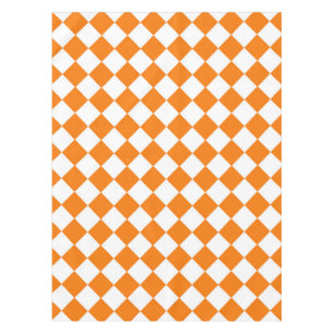Toalha De Mesa Padrão de Diamante do Verificador Branco Laranja