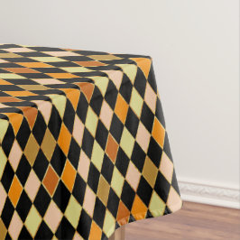 Toalha De Mesa Padrão de Diamante Preto Laranja Festivo