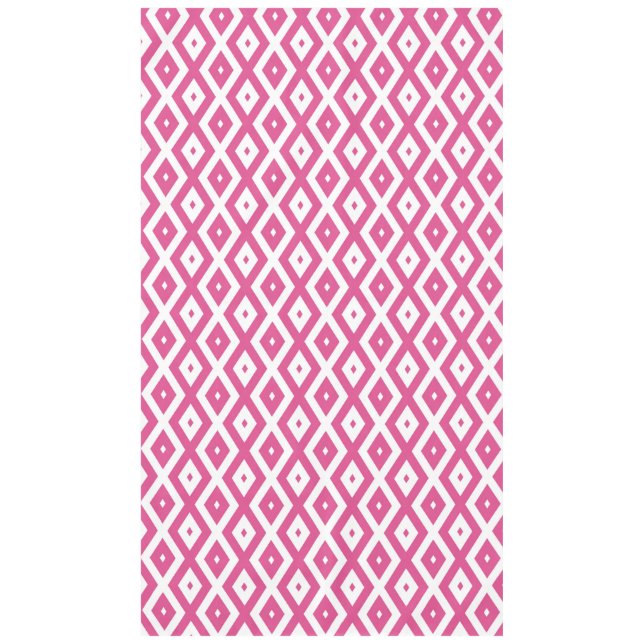 Toalha De Mesa Padrão de diamante rosa e branco (Frente)