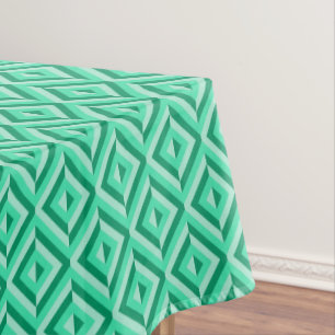 Toalha De Mesa Padrão de Diamante Verde de Três Tons