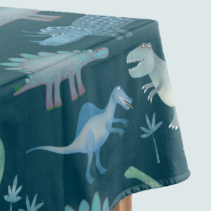 Toalha De Mesa Padrão de Dinossauro Verde Escuro