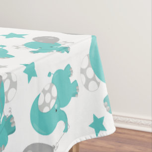 Toalha De Mesa Padrão De Elefantes Azuis, Elefantes Cutes, Estrel