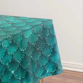 Toalha De Mesa Padrão de Escamas de Sereia Glam Ombre Verde Água