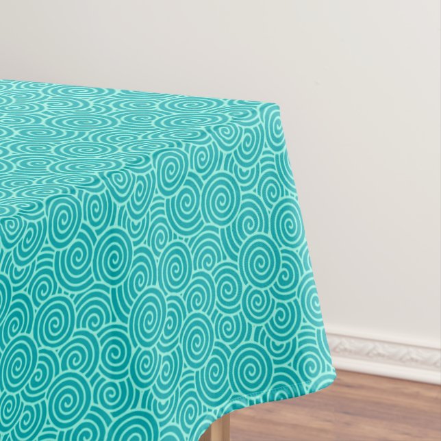 Toalha De Mesa Padrão de espiral japonês - turquesa e aqua (Posição Original)