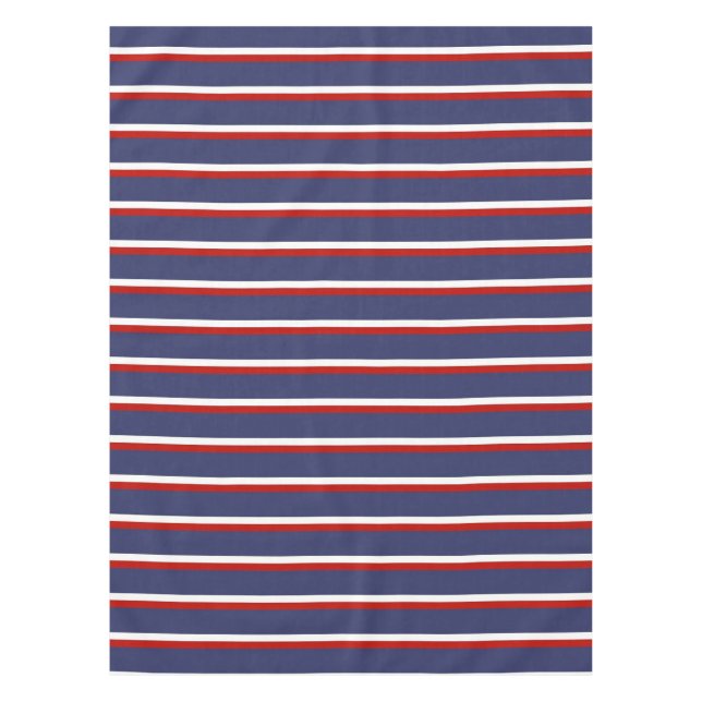 Toalha De Mesa Padrão de Faixa Vermelha marinho Azul (Frente)