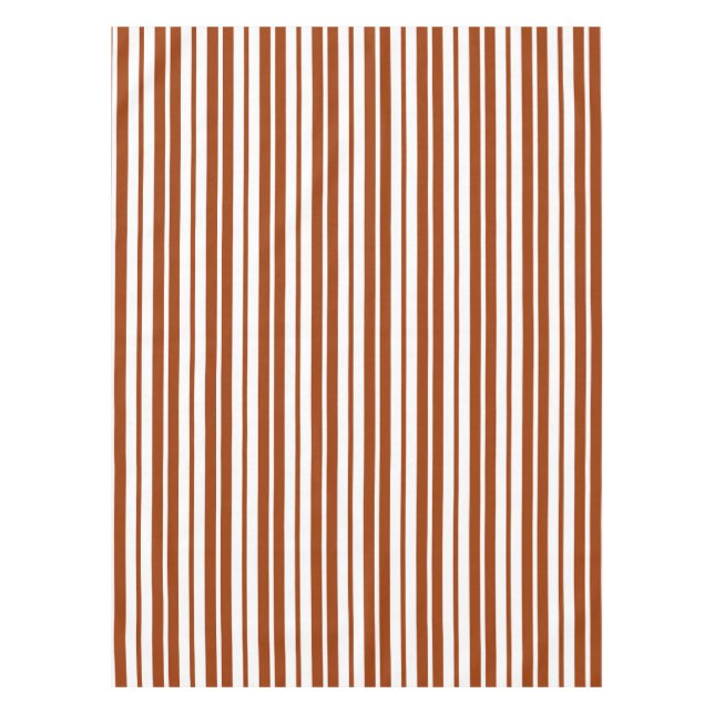 Toalha De Mesa Padrão de Faixa Vertical Branco Castanho (Frente)