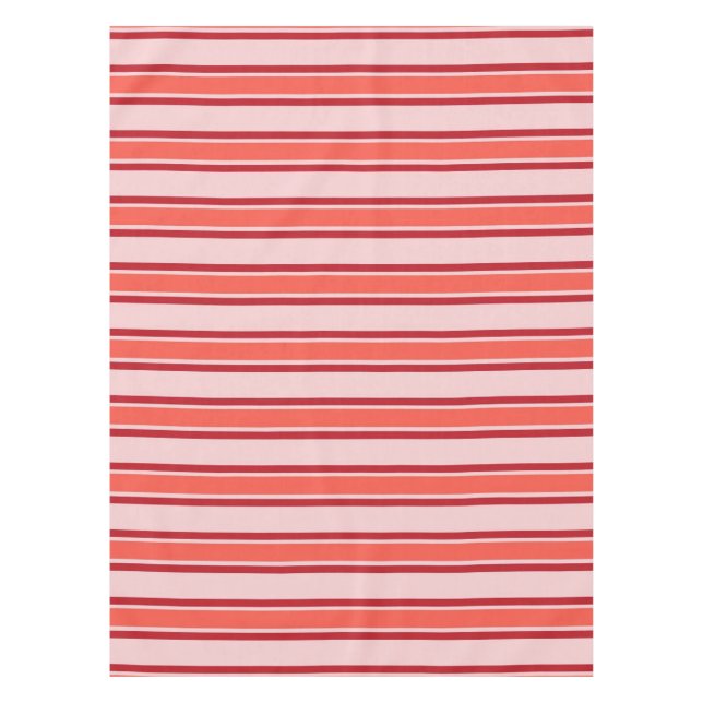 Toalha De Mesa Padrão de Faixa Vertical Cor-de-Rosa Vermelha (Frente)