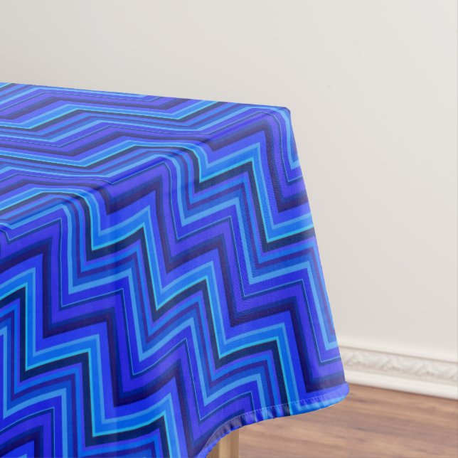 Toalha De Mesa Padrão de faixas azuis (Posição Original)