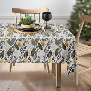 Toalha De Mesa Padrão de Feliz de Natal Dourado preto nº 21 ID100