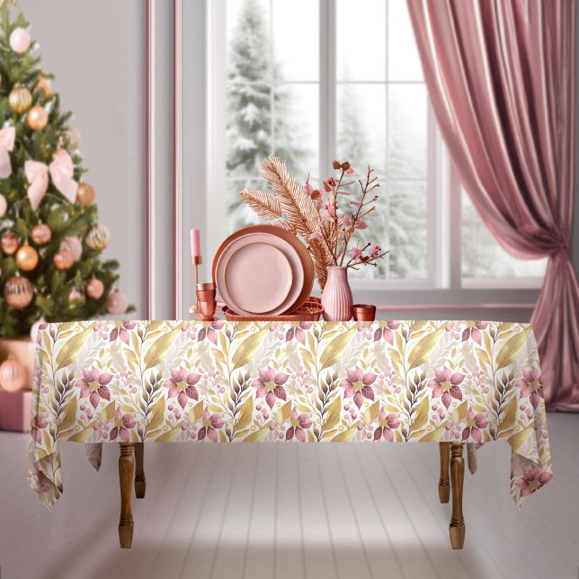 Toalha De Mesa Padrão de Feliz de Natal Dourado rosa nº 21 ID1009 (Criador carregado)