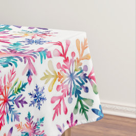 Toalha De Mesa Padrão de Flocos de Neve em Aquarela