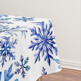 Toalha De Mesa Padrão de Flocos de Neve em Aquarela