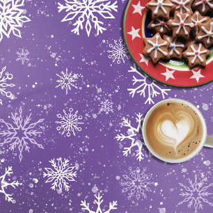 Toalha De Mesa Padrão de Flocos de Neve Roxos Magia de Natal de I