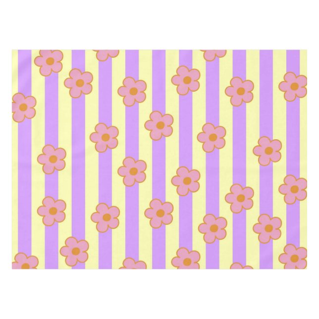 Toalha De Mesa Padrão de Flor de Estirpe Roxo Retroativo (Frente (Horizontal))