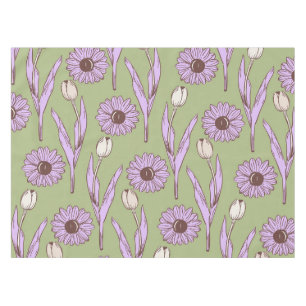 Toalha De Mesa Padrão de Flor de Hippie Funky Y2K Retro Roxo Verd