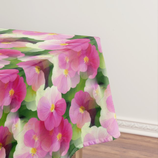 Toalha De Mesa Padrão de Flor Elegante, Rosa e Branco (Posição Original)