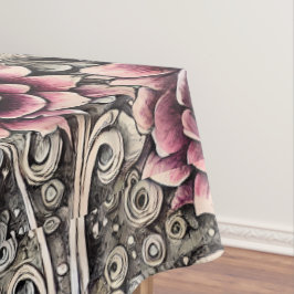 Toalha De Mesa Padrão de Flor Rosa Gótico Grande Vintage