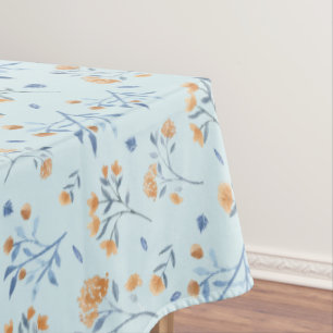 Toalha De Mesa Padrão de Flor Selvagem Azul Moderno