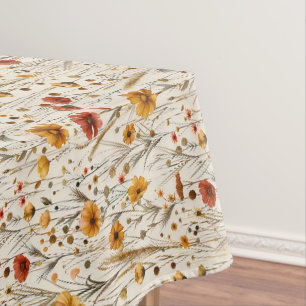 Toalha De Mesa Padrão de flor selvagem de queda - Floral de outon