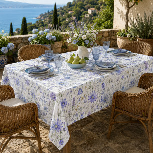 Toalha De Mesa Padrão de Flor Silvestre Aquarela Amarela Roxa Azu