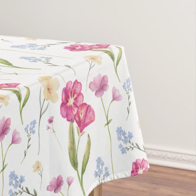 Toalha De Mesa Padrão de Flor Silvestre Rosa (Posição Original)