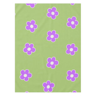Toalha De Mesa Padrão de Flor Y2K Retro Roxo Verde